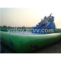 Giant Inflatable Swimming Pool with Shark Attack Slide