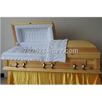 american style cremation wooden casket with metal handles