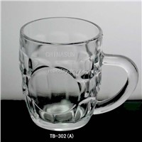 300ML Clear glass beer mug with handle