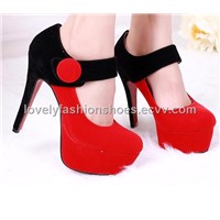 Color matching red bottom high heel pumps Z0046