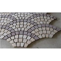 Fan-shaped paving stone on mesh