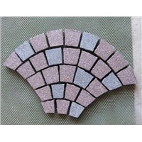 Fan-shaped paving stone on mesh