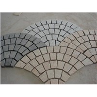 Fan-shaped paving stone on mesh