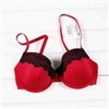 Nylon / Spandex Convertible Red and Black Embroidered Bras for Ladies 34e