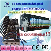 16-ports Hi-speed IMEI Changeable SMS modem pool USB