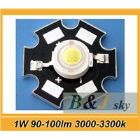 1W warm white high power LED chip,with heatsink,Aluminum plate,90-100lm