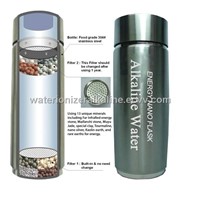 Alkaline Energy Flask Ionizer Water Bottle Ion pH Booster Cup W Case NEW