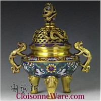 Chinese China Cloisonne Copper Bronze Enamel Censer Burner