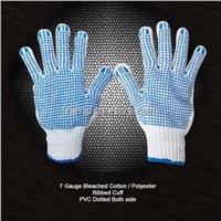 Cotton String Knit Gloves with PVC dots