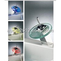 Deck Mounted Chrome LED Glass Faucet For Bathroom (L-4001)