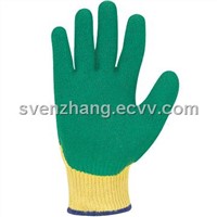 EN388 cut resistant para-aramid knitted safety glove with latex coated on palm---QKJ11