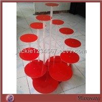 Flower shaped red acrylic/lucite cup cake display rack