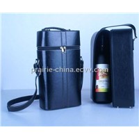 Leather wine bag two-tone