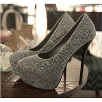 New fashionable leather thin heel waterproof increased high heel pumps Z0194 grey