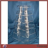 Sexangular 6-Tier Water Clear Plexiglass Cupcake Display Stand Shelf for Wedding