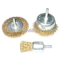 polishing tool-steel brass coated shaft wheel brush
