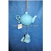 Blue Glazed Tea Set Shape Ceramic Wind Chime