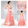 Pink Sexy Off-shoulder Floor-Length Beaded Chiffon  Evening Dress