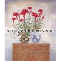 Home decoration handmade canvas oil painting: Cockscomb