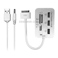 3-port USB Hub Combo Kit/Multi-Card Reader with USB Cable for iPad