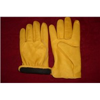 Grained Cowhide Leather with Elastic Back Drivers Work Gloves