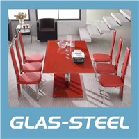 Red Glass dining tabe for 8 chairs