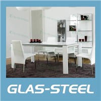 White Rectangle Dining Table  Tempered Glass Top