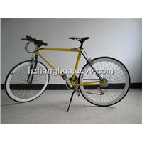 HH-FG1121 Yellow Fixed gear racing bicycle with front and rear brake