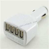 4 USB Ports in-car charger for laptop computer, cell phone