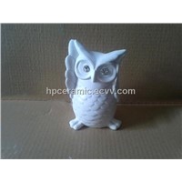 Porcelain Owl Figurine with Diamond-Animal Figurine / Interior Decoration