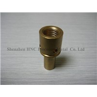 CNC machining brass pipe connect with iternal thread on two side with hole