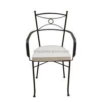 Powder coated wrought iron armchair