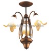 SCH-3032 Antique Bronze Metal Stand Glass Flower Shape Kitchen Light China with 3 Bulbs