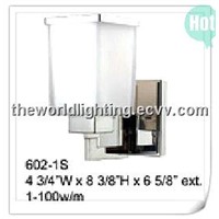 B602SN-1L- Chrome Steel Stand Cup Shape Glass Bathroom Vanity Light