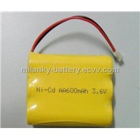 3.6V AA600mAh rechargeable Ni-Cd battery pack