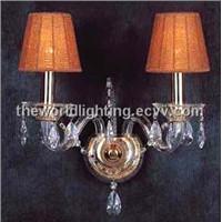 (AQ0204 2w)Yellow Fabric Cover Crystal Decoration Glass Wall Lamp/Crystal Lamp