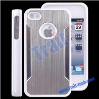 Aluminum Brushed Hard Case with TPU Frame for iphone4s /iphone4(Silver)