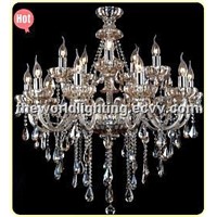 (CHGC0270-10+5) Champagne Transparent Color Glass Candle Shape Crystal Classical Chandelier China
