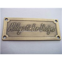 Furniture label, brass label, brass nameplate, custom label