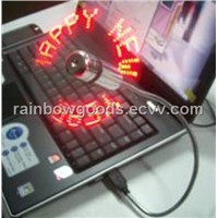 LED USB message fan showing temperature