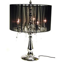 SC1067B-Chrome Metal Stand Black Fabric Cover Crystal Chandelier Decoration Table Lamp