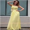 modern one shoulder yellow ruffle arabic dresses evening