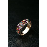 Double Row of Multicolor Diamante Ring