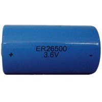 ER26500-8500mAh C size Cylindrical Lithium Thionyl Chloride Battery, 3.6V Rated Voltage,
