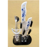 Transparent acrylic knife block with ceramic knife sets
