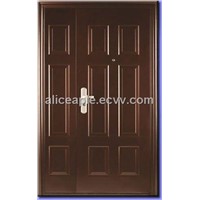 one and a half  PVC laminated steel door with wooden edge