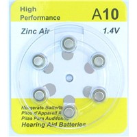 zinc air battery A10  with 95mAh (0.90V) Capacity, 1.4 Nominal Voltage