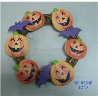 12&amp;quot;D halloween pumpkin wreath for halloween decoration