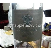 Aluminum embossed Metallic bottle label, wine label, Vodka label, adhesive metal label