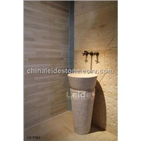 Beige marble free standing wash basin LD-F083